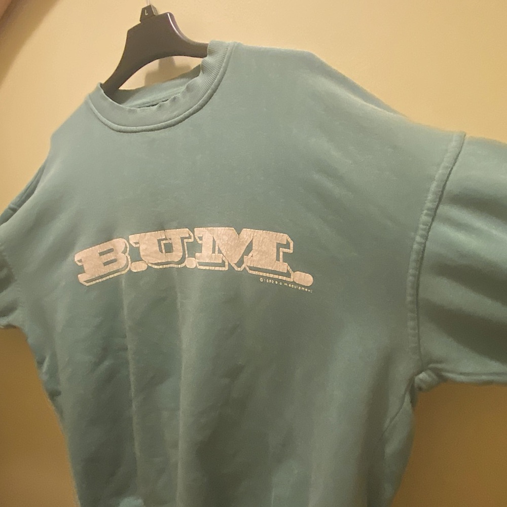 Vintage Sage Green B.U.M Crewneck Sweatshirt Medium Oversized